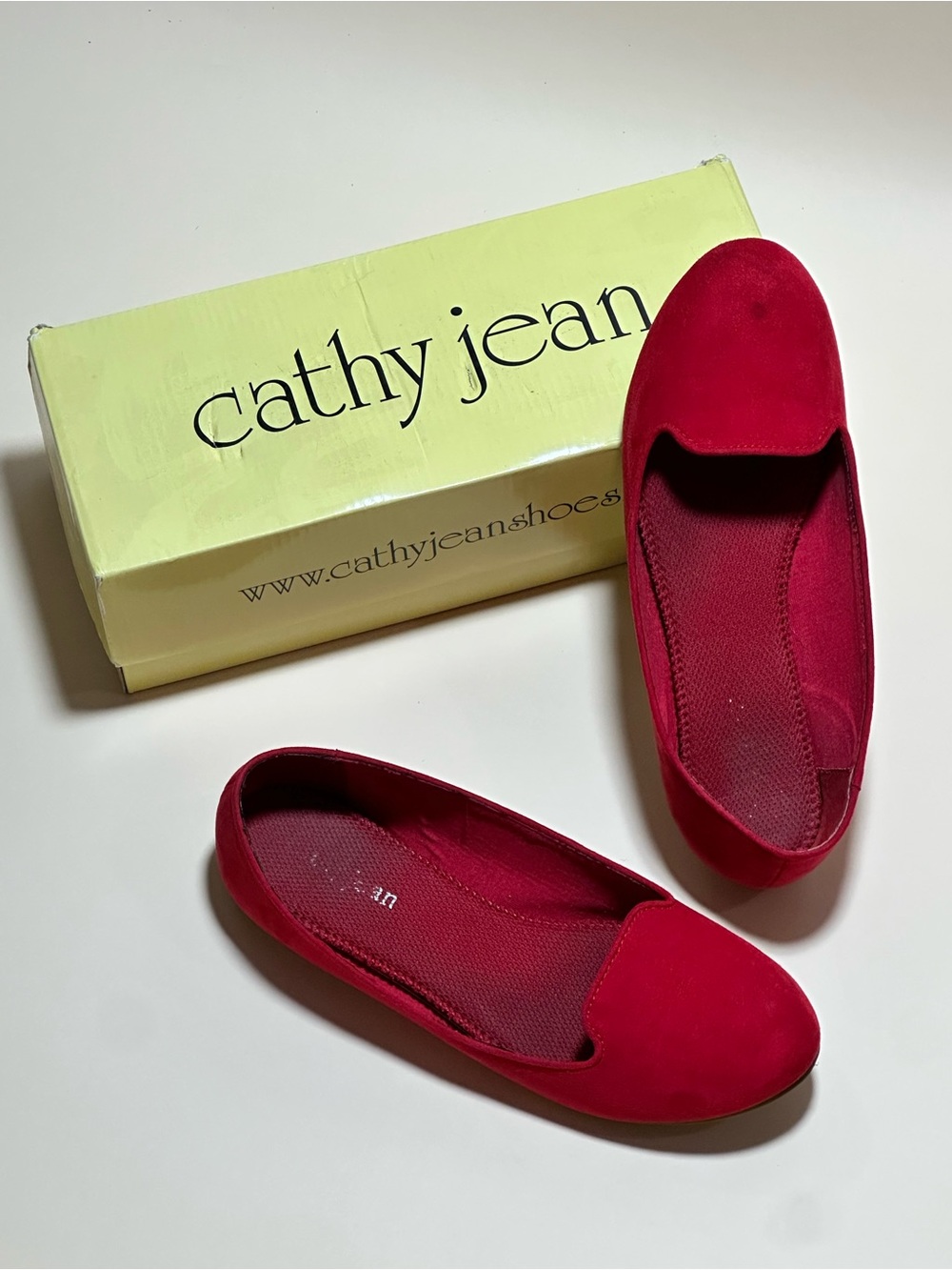 Cathy Jean Bright Red Slip-On Flats
